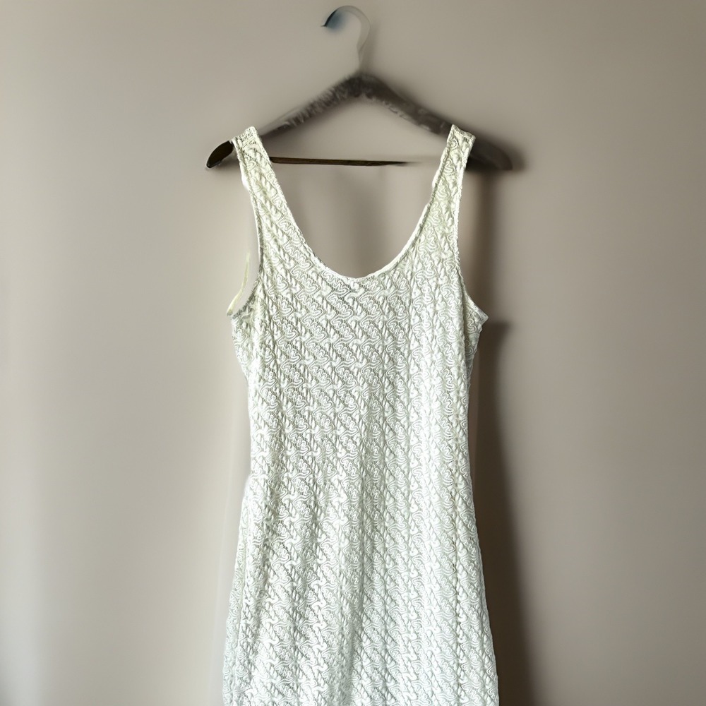 APT. 9 White Textured Lace Maxi Dress XL Sleeveless Lined Elegant Formal Long